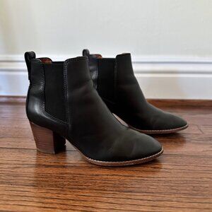 Madewell The Regan Boot Black Leather Ankle Bootie Block Heel Women's 8
